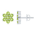 Real 2.24 Carat Peridot Flower Cluster Stud Earrings