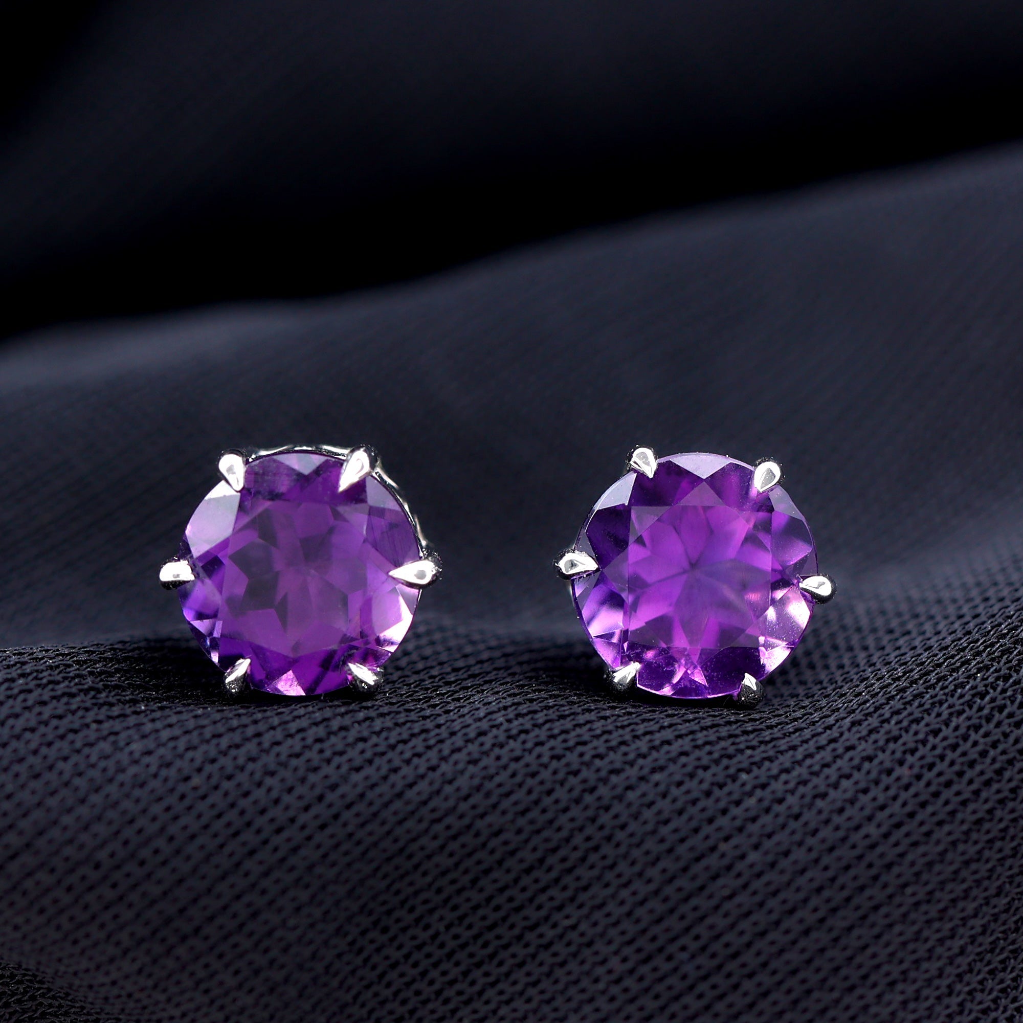 Natural 2.4 Carat Amethyst Solitaire Stud Earrings with Certificate