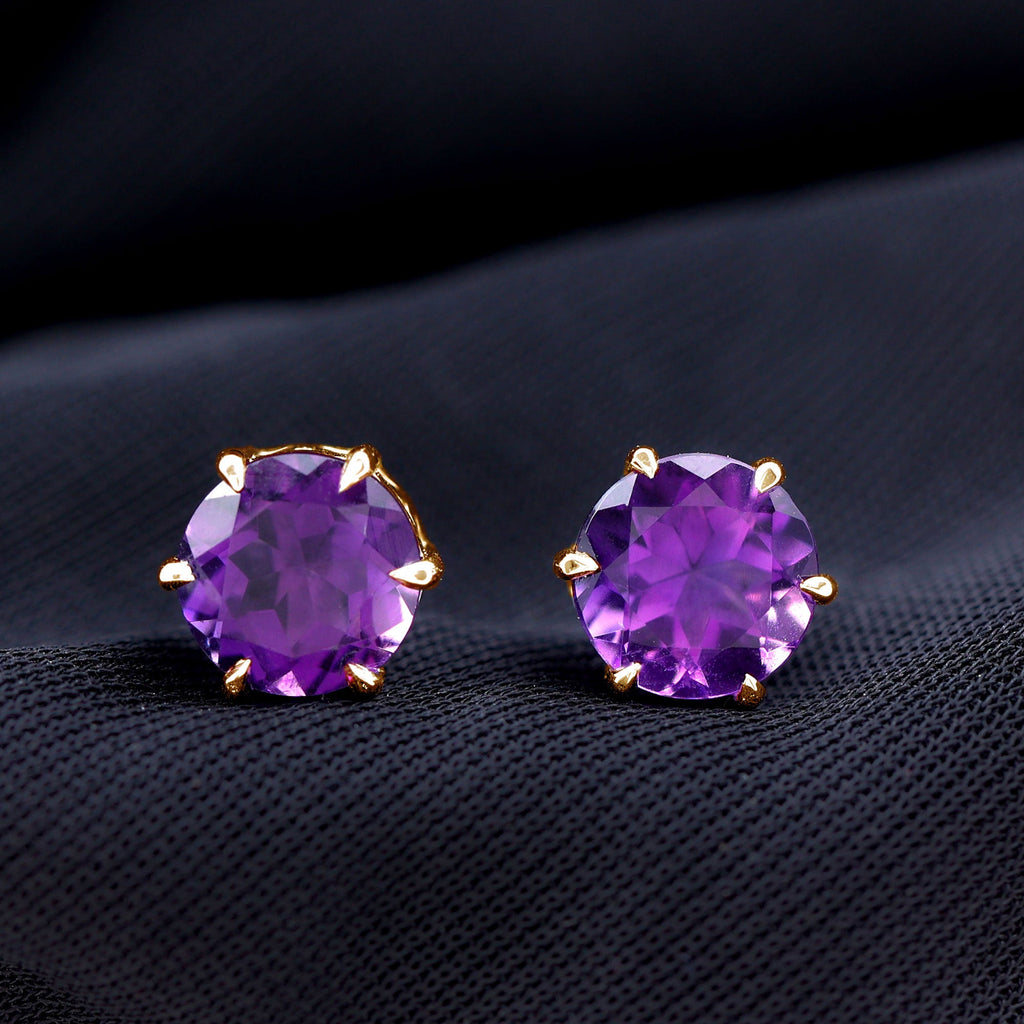 Natural 2.4 Carat Amethyst Solitaire Stud Earrings with Certificate
