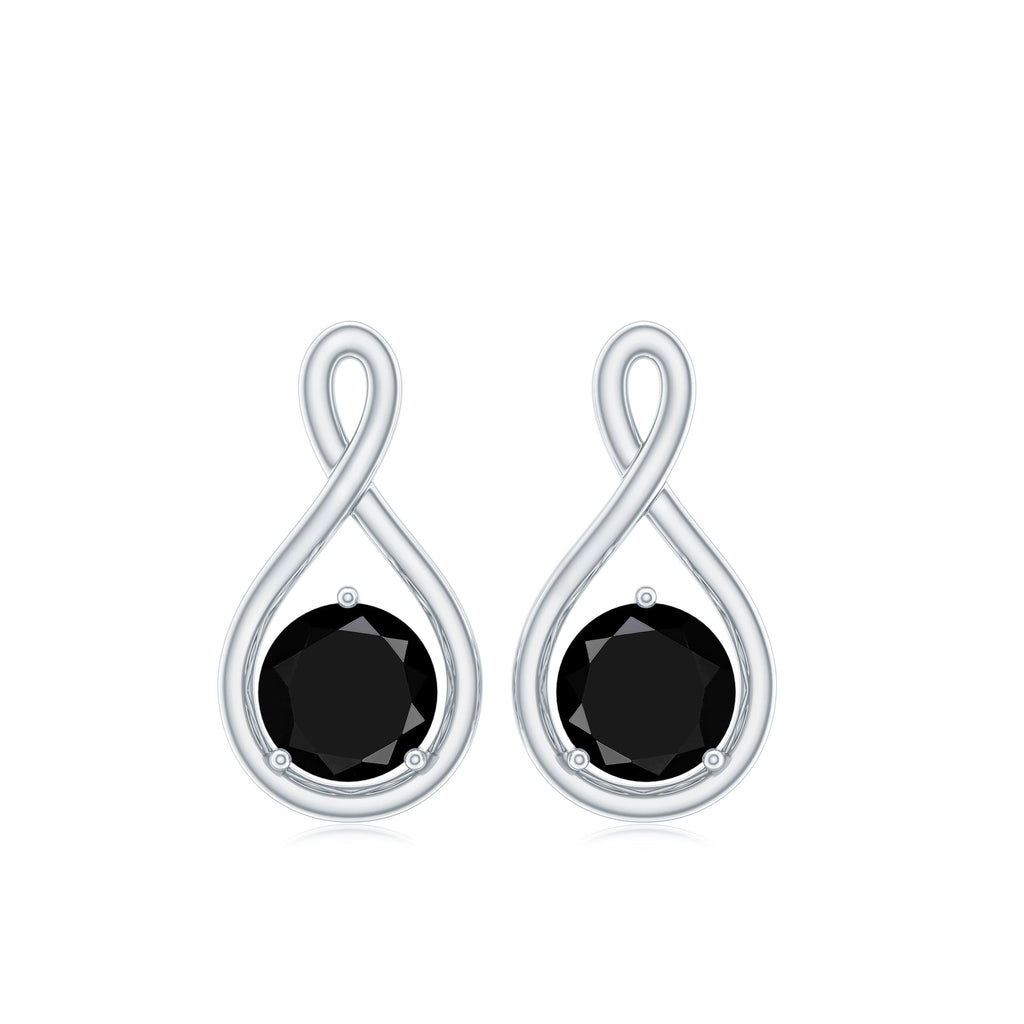 Certified Natural Black Onyx Infinity Earrings with Screw Back
