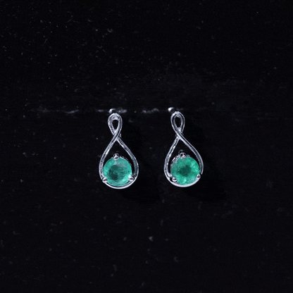 0.75 CT Round Cut Emerald Solitaire Infinity Stud Earrings