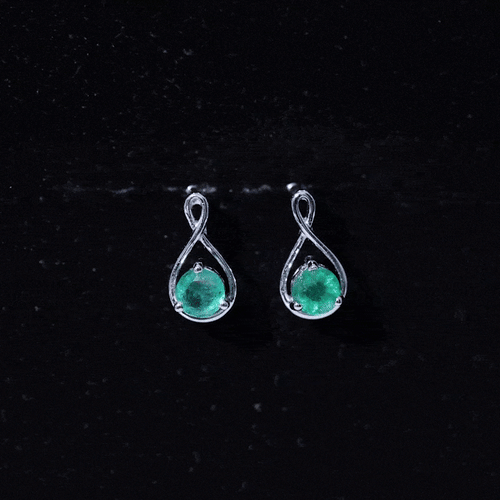 0.75 CT Round Cut Emerald Solitaire Infinity Stud Earrings