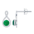 0.75 CT Round Cut Emerald Solitaire Infinity Stud Earrings