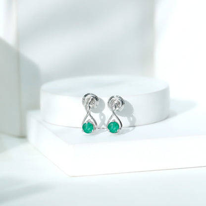 0.75 CT Round Cut Emerald Solitaire Infinity Stud Earrings