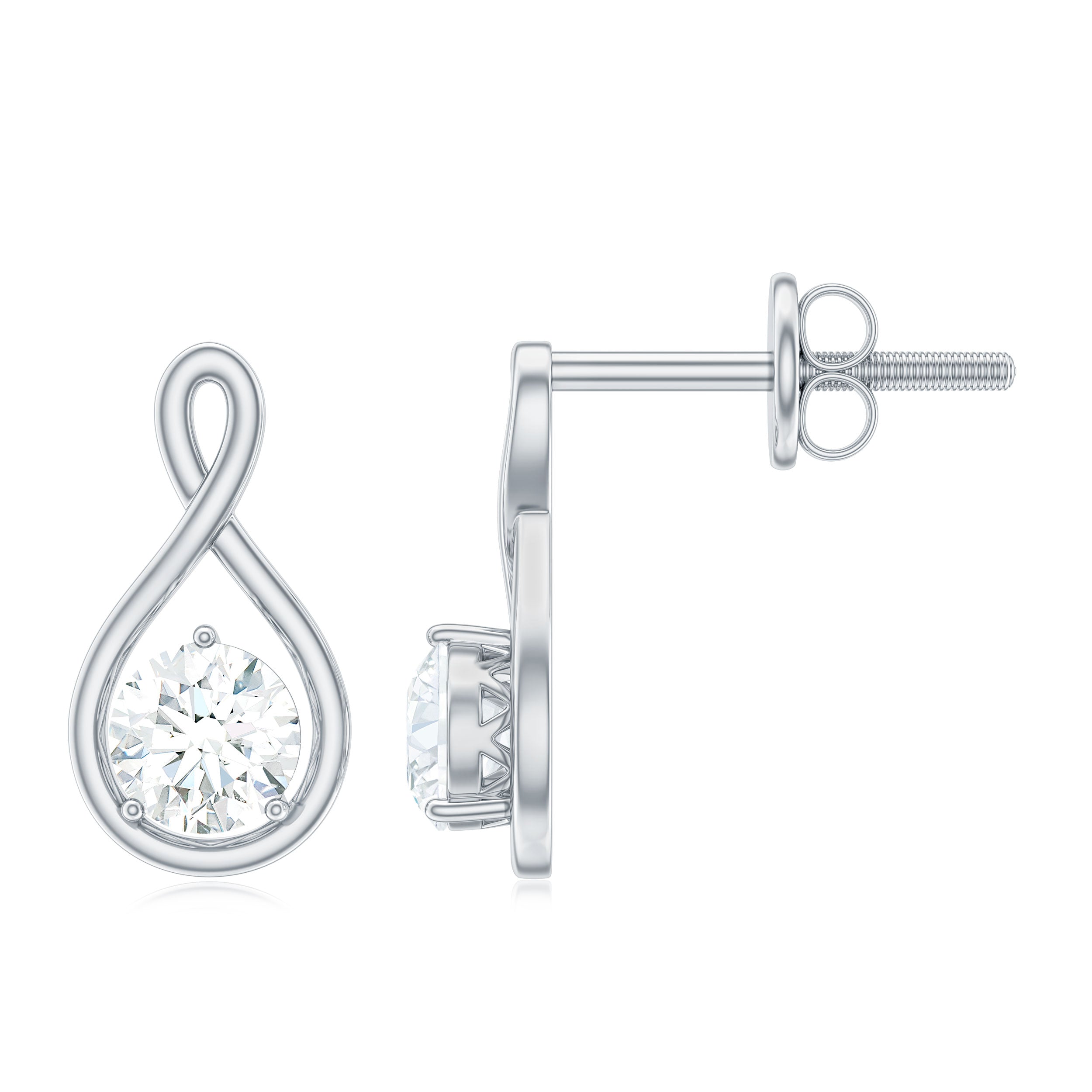 0.50 CT Round Cut Moissanite Infinity Stud Earrings