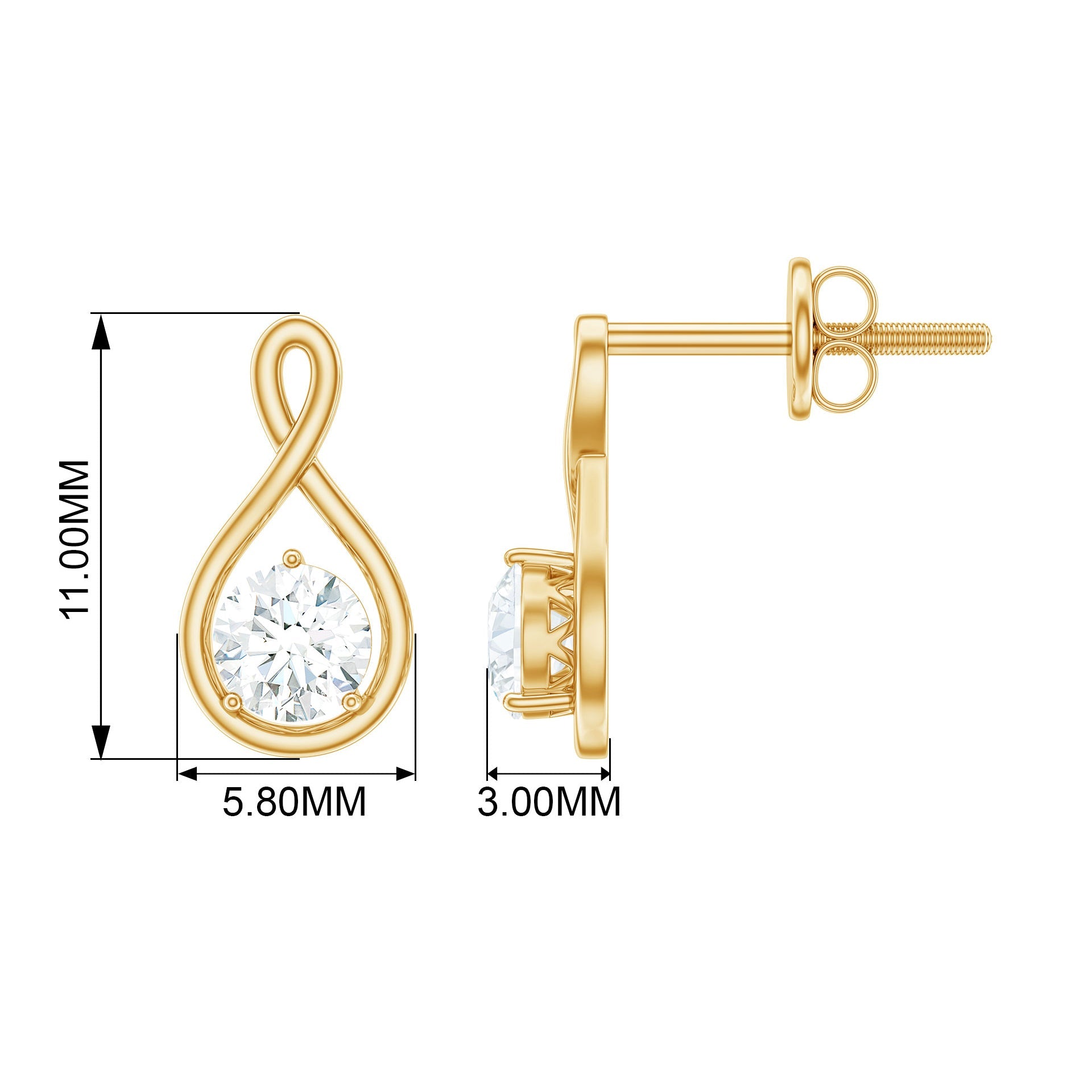 0.50 CT Round Cut Moissanite Infinity Stud Earrings