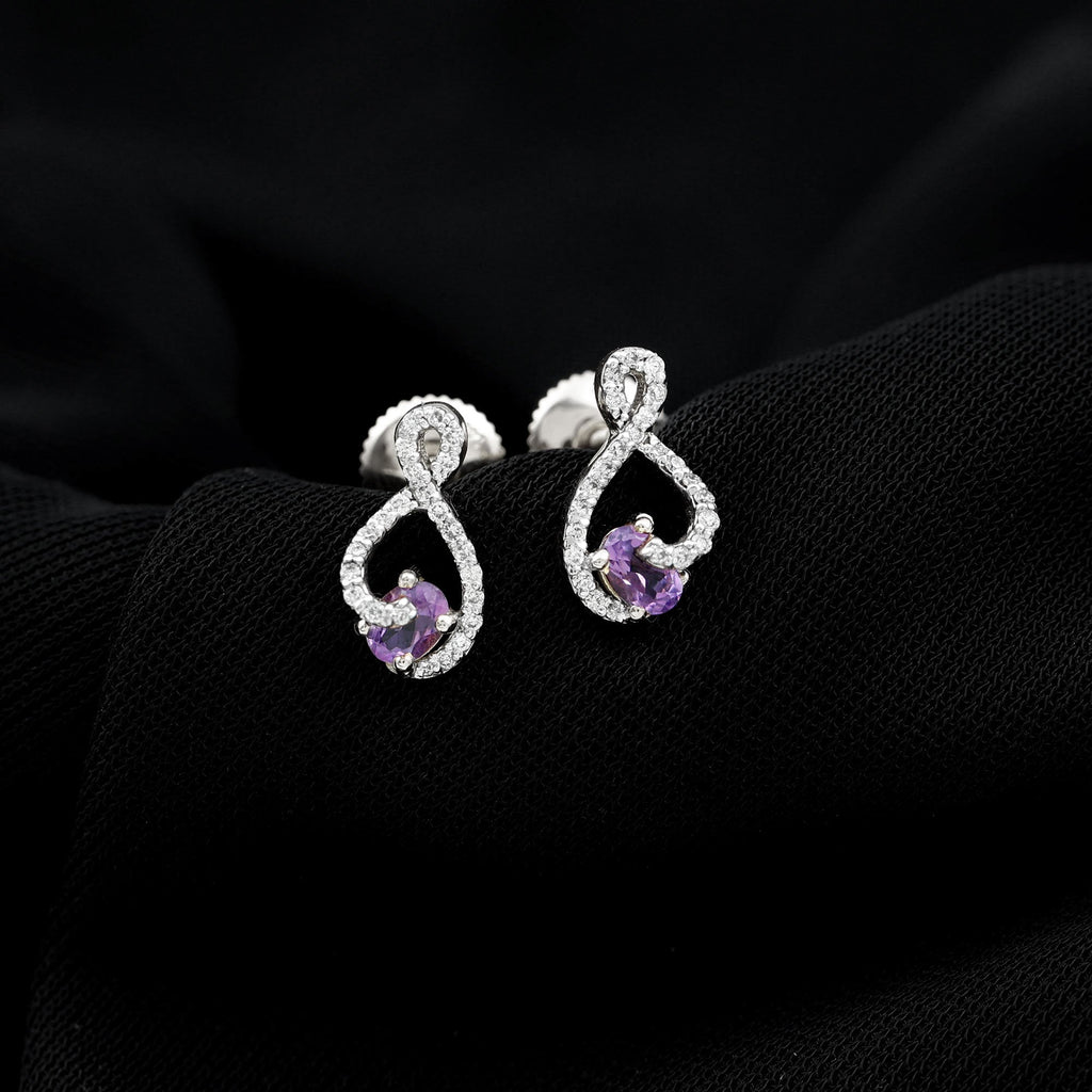 Amethyst Infinity Stud Earrings with Diamond