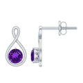 Genuine Solitaire Amethyst Infinity Earrings with Screw Back