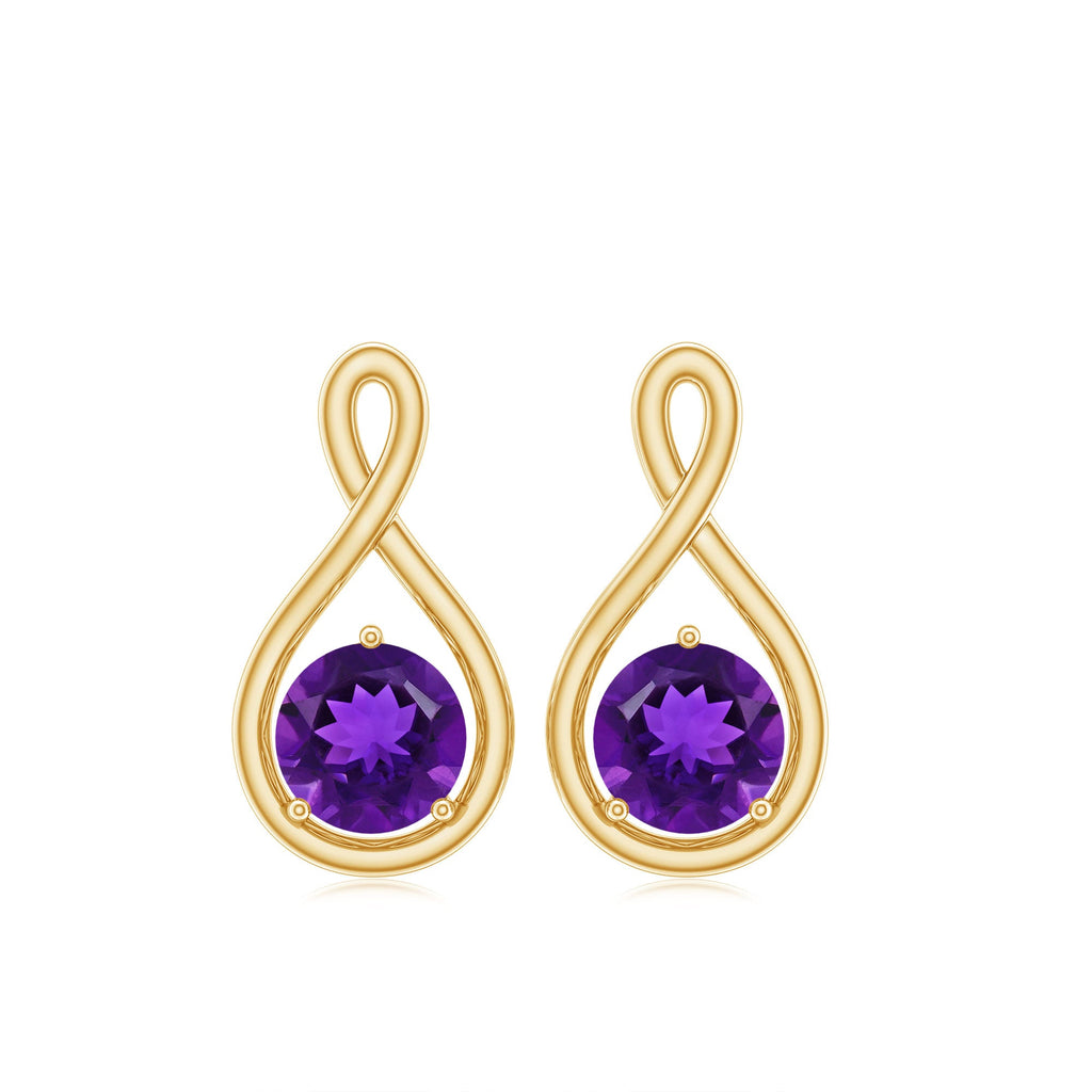 Genuine Solitaire Amethyst Infinity Earrings with Screw Back