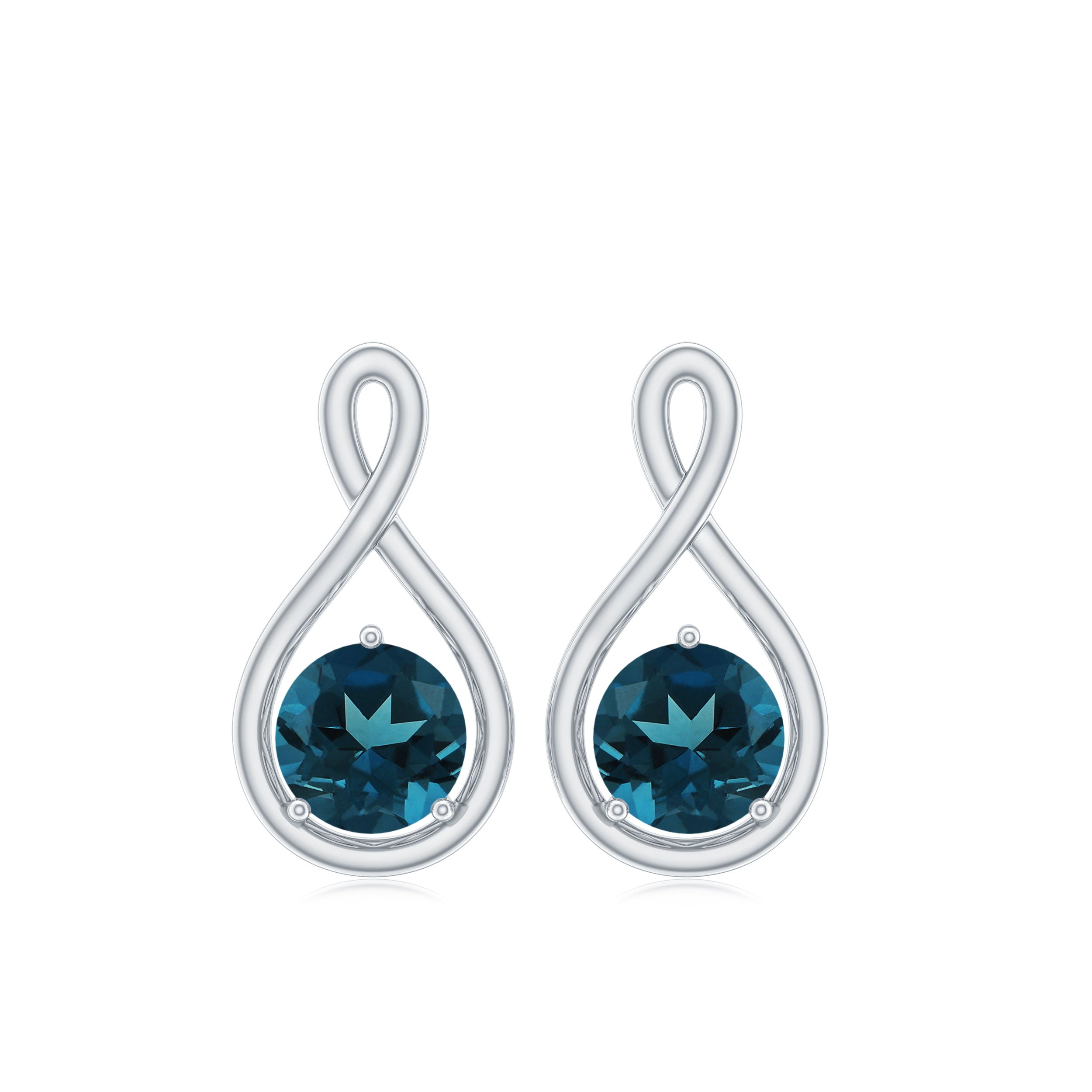 1/2 CT London Blue Topaz Solitaire Infinity Stud Earrings