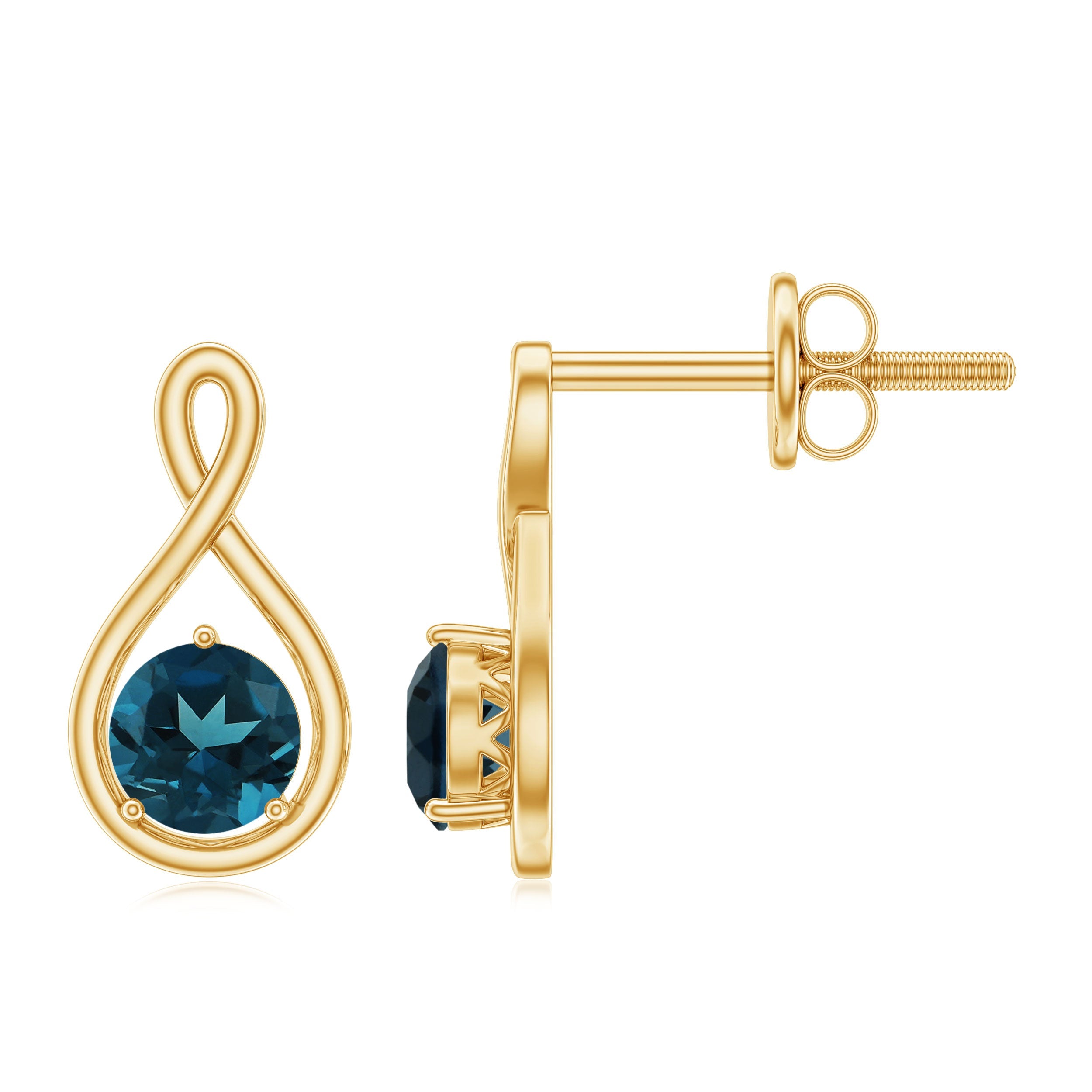 1/2 CT London Blue Topaz Solitaire Infinity Stud Earrings