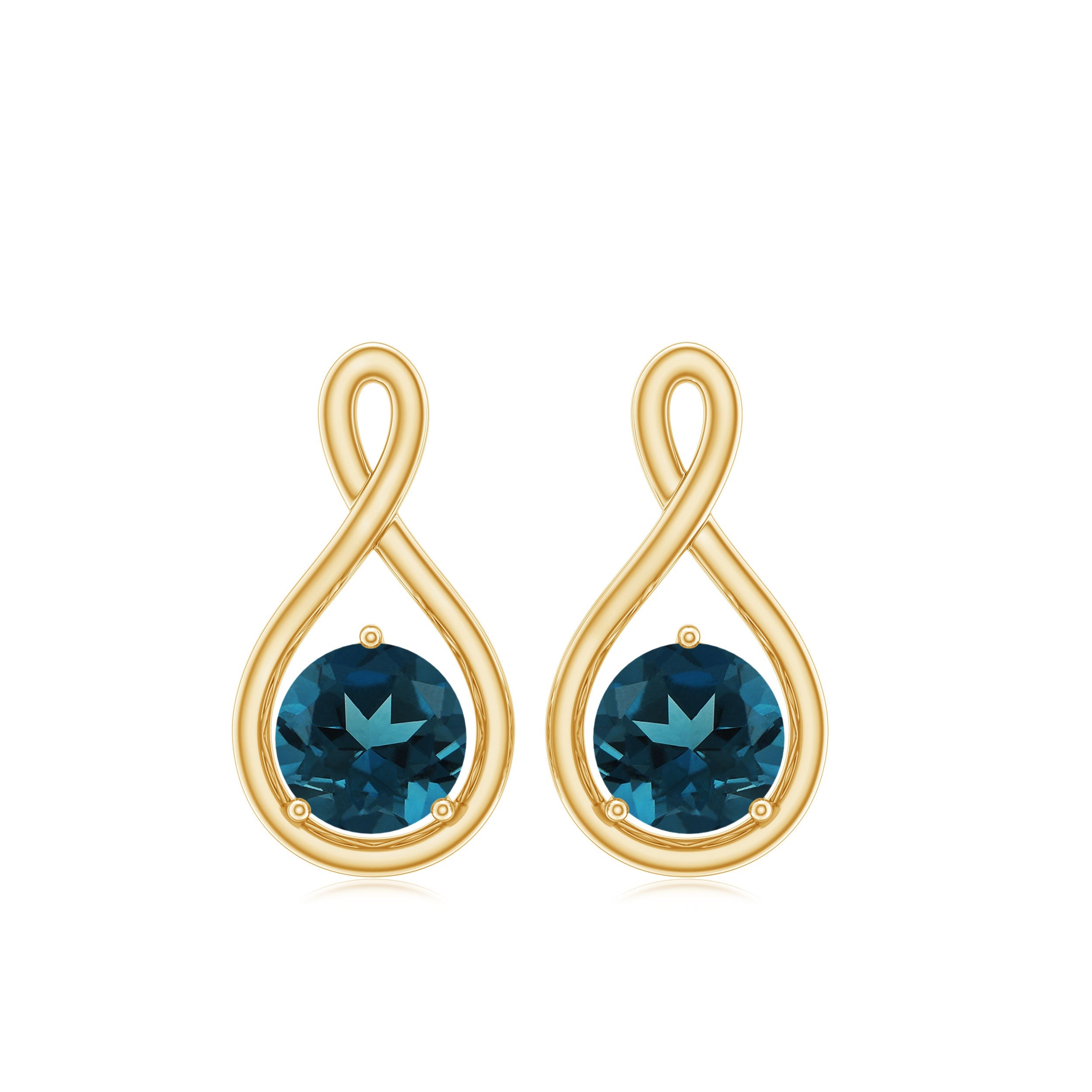 1/2 CT London Blue Topaz Solitaire Infinity Stud Earrings