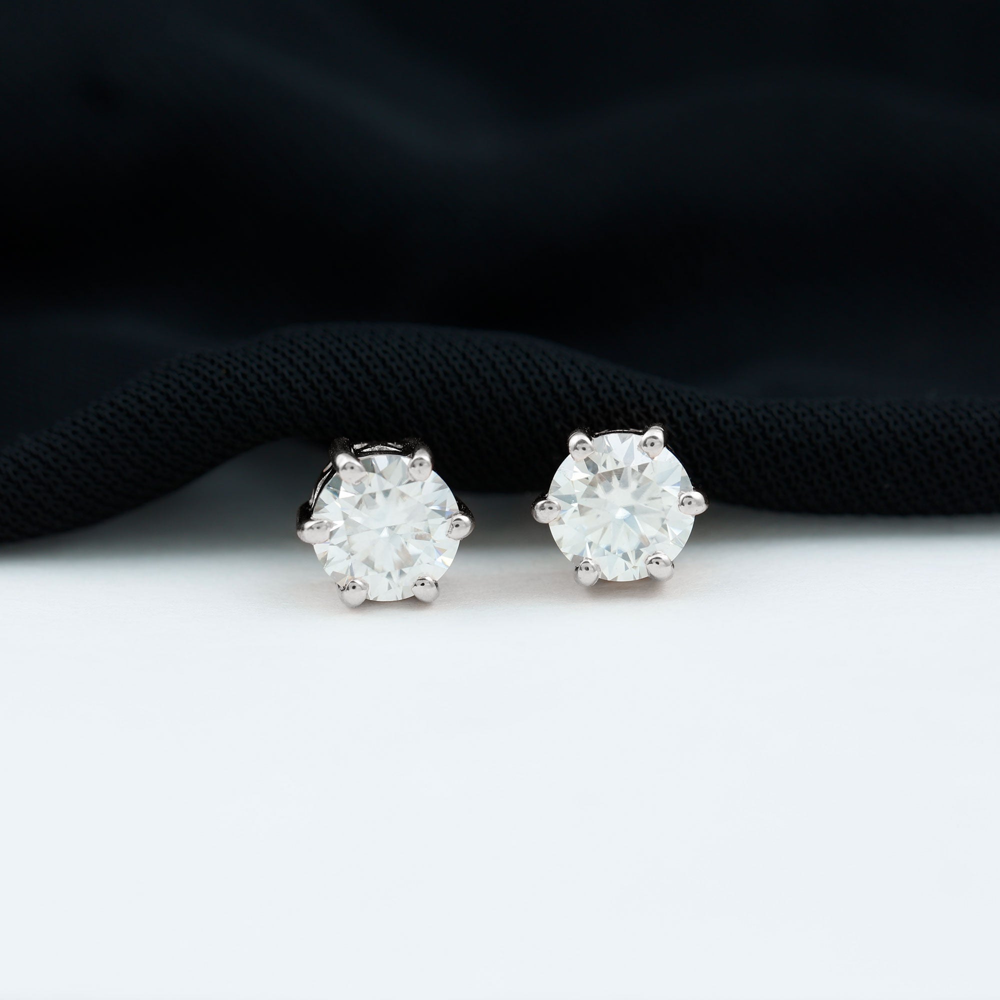 Claw Set Moissanite Solitaire Stud Earrings with Screw Backs