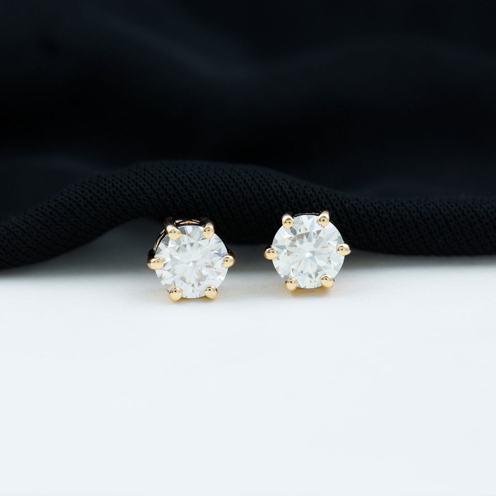 Claw Set Moissanite Solitaire Stud Earrings with Screw Backs