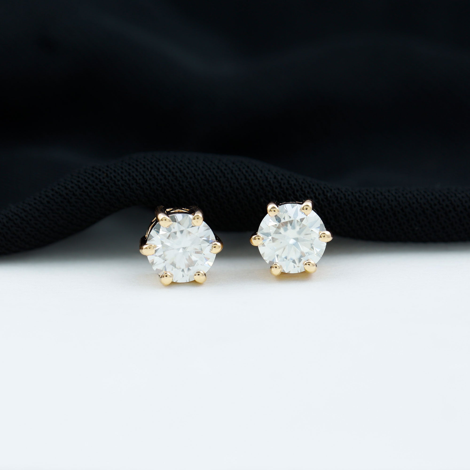 Claw Set Moissanite Solitaire Stud Earrings with Screw Backs