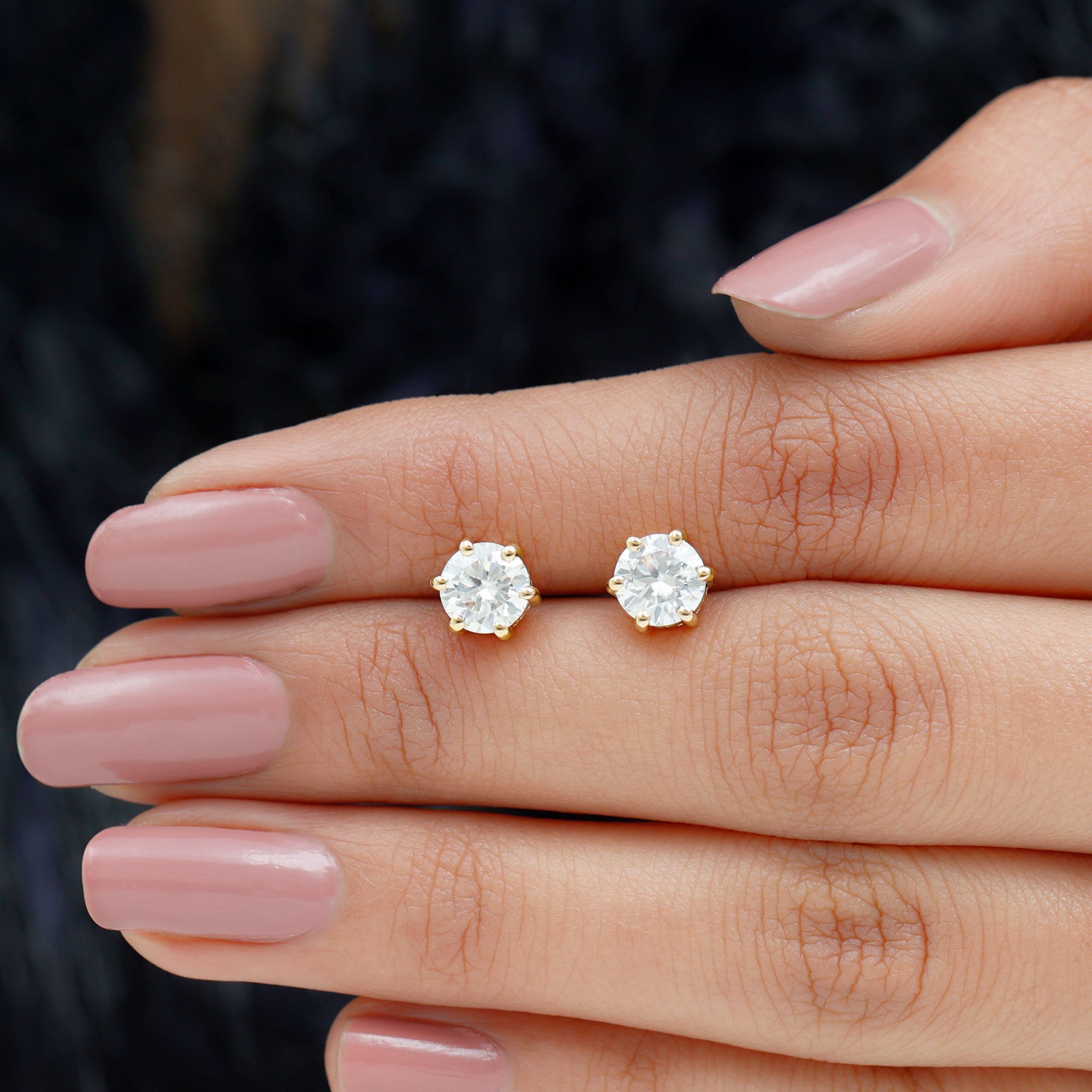 Claw Set Moissanite Solitaire Stud Earrings with Screw Backs
