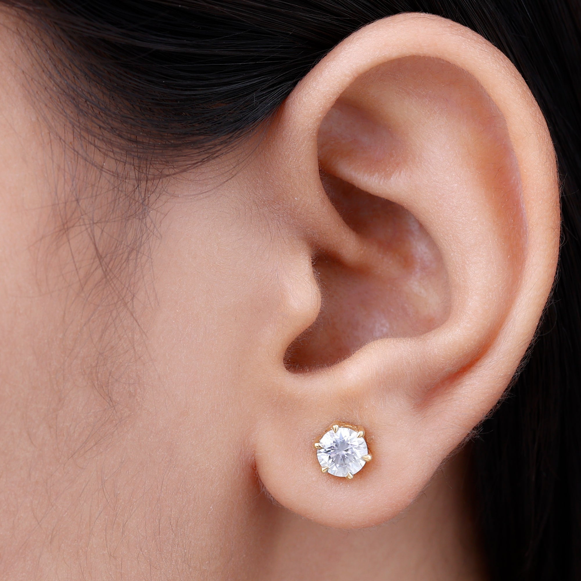 Claw Set Moissanite Solitaire Stud Earrings with Screw Backs