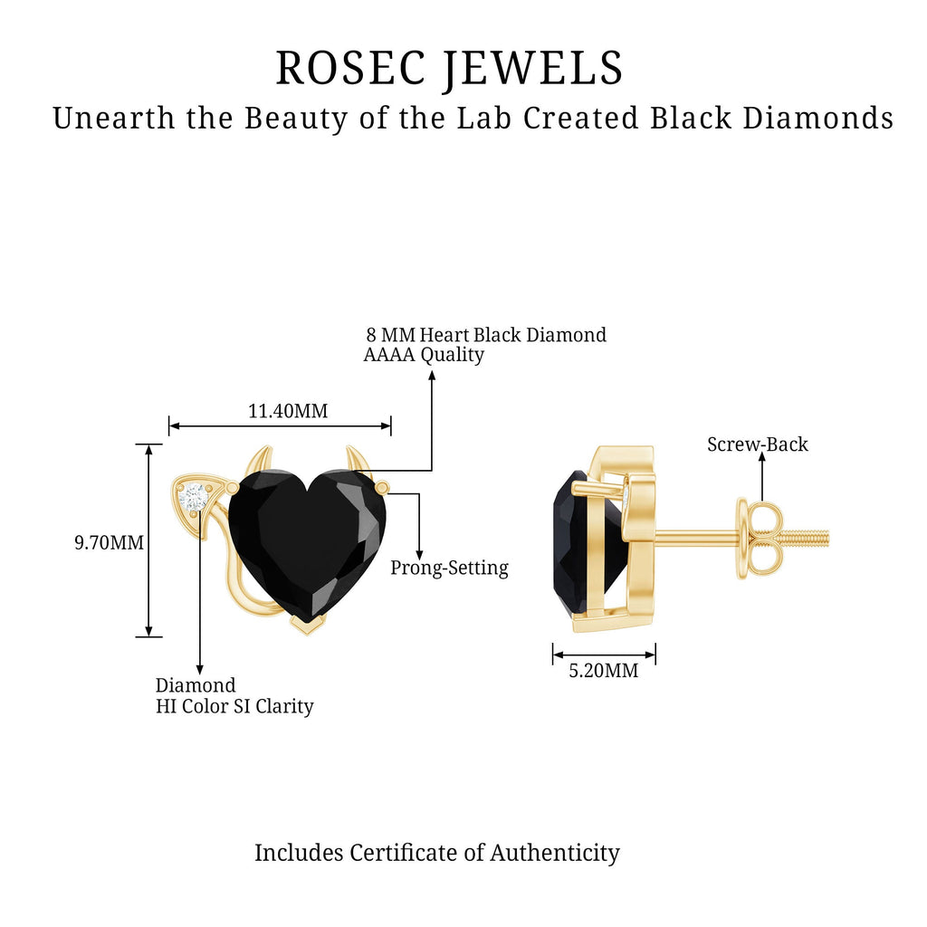Certified Lab Grown Black Diamond Gothic Stud Earrings with Diamond