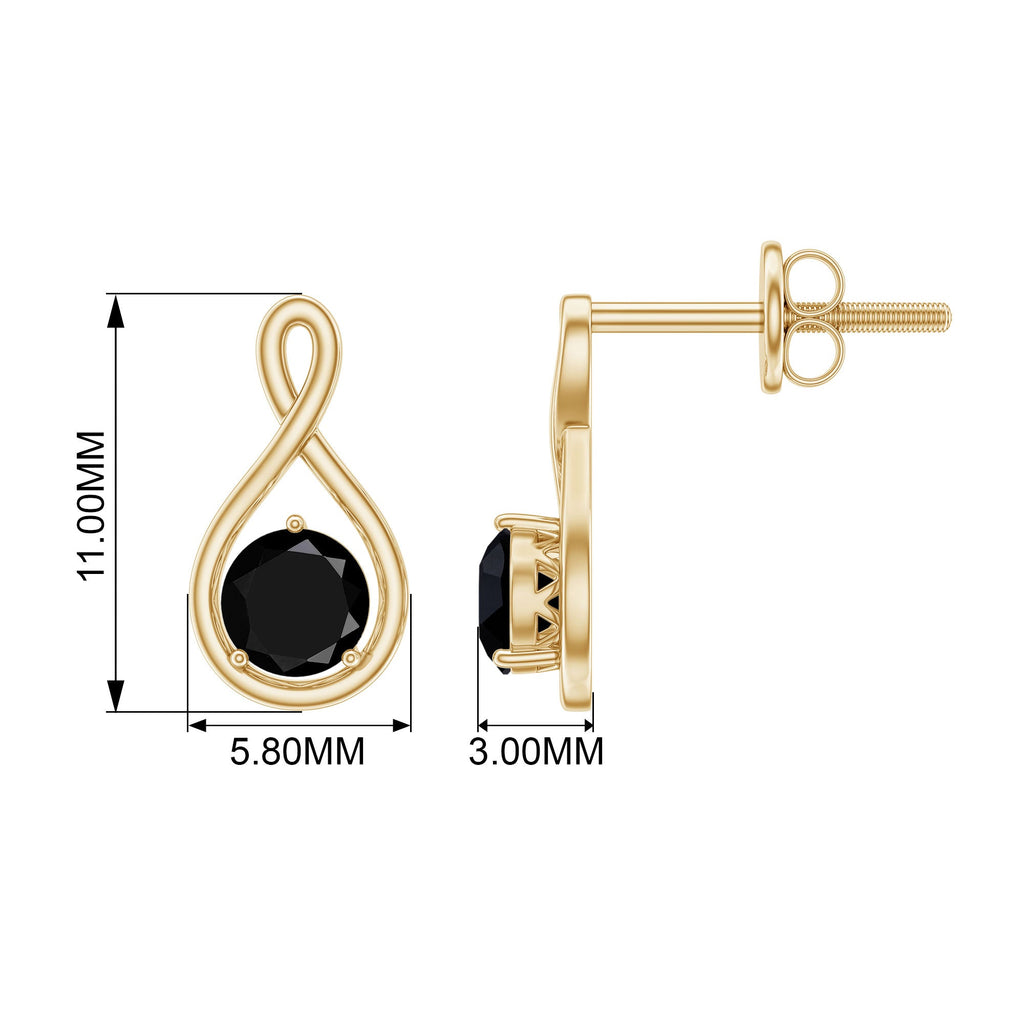 4 MM Created Black Diamond Gold Infinity Stud Earrings