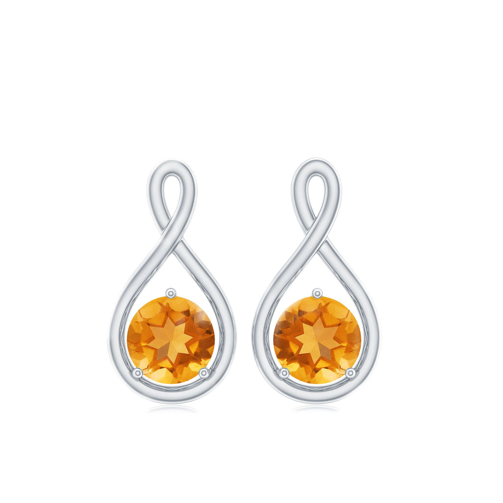 1/2 CT Solitaire Citrine Gold Infinity Stud Earring