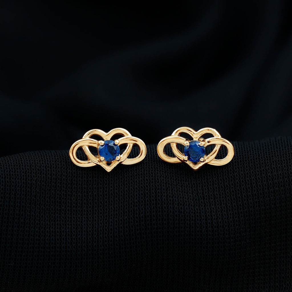 Lab Created Blue Sapphire Infinity Heart Stud Earrings
