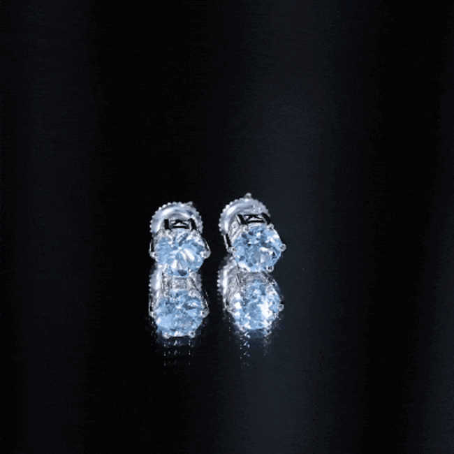 1.5 Carat Round Aquamarine Solitaire Stud Earrings