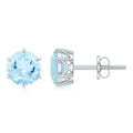 1.5 Carat Round Aquamarine Solitaire Stud Earrings