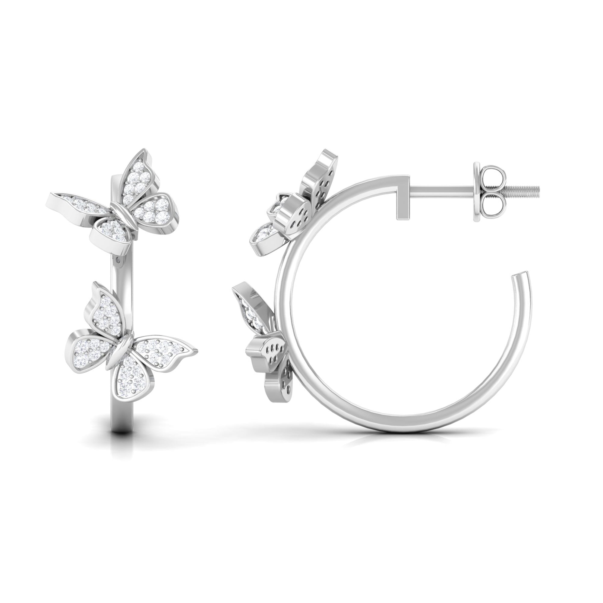 Diamond Butterfly Hoop Earrings