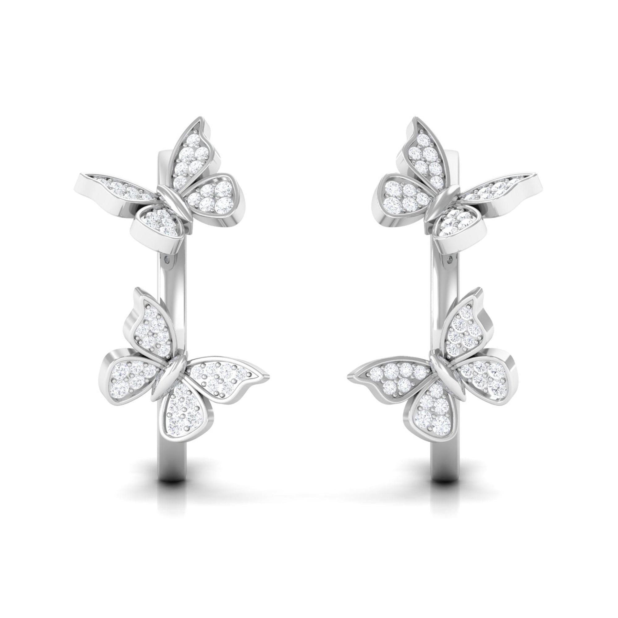 Diamond Butterfly Hoop Earrings