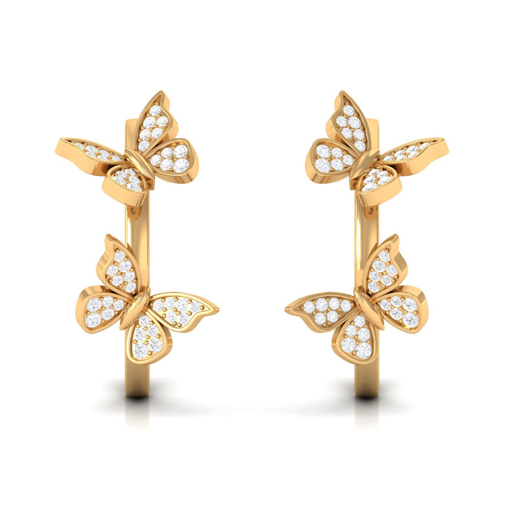 Diamond Butterfly Hoop Earrings
