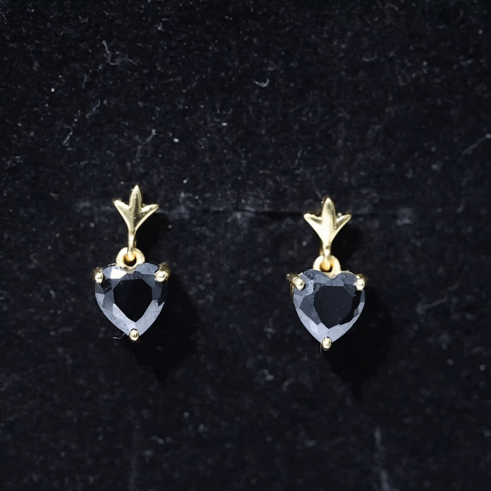 4 Carat Solitaire Black Onyx Heart Drop Earrings