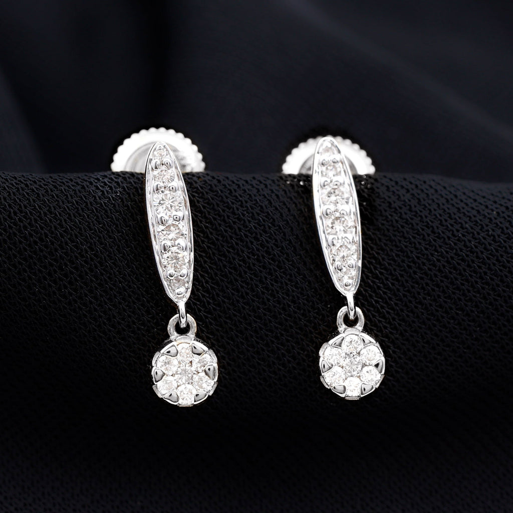 Real Diamond Bar Drop Earrings for Women