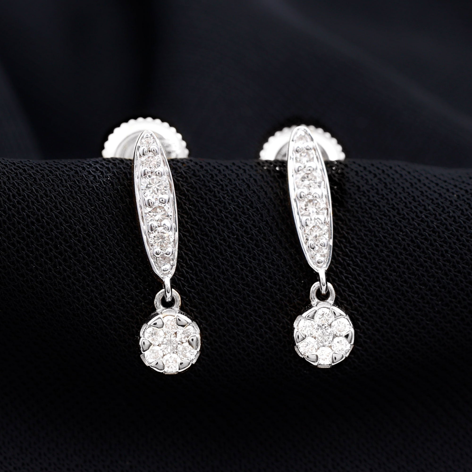 Real Diamond Bar Drop Earrings for Women