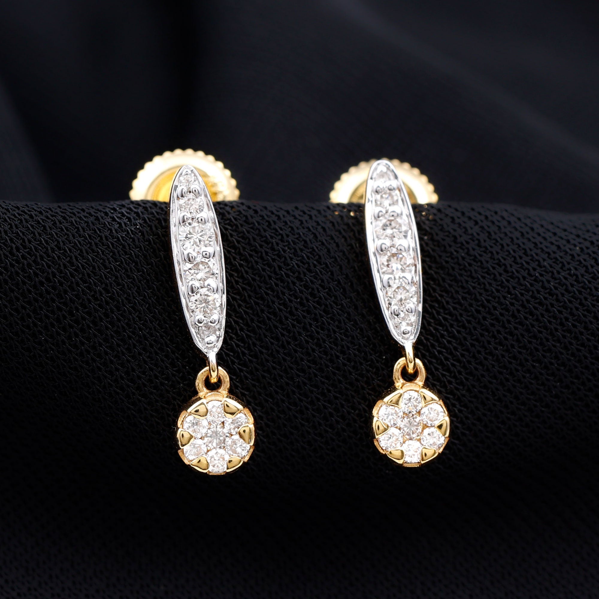 Real Diamond Bar Drop Earrings for Women