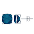 2.5 Carat Cushion Cut London Blue Topaz Stud Earrings
