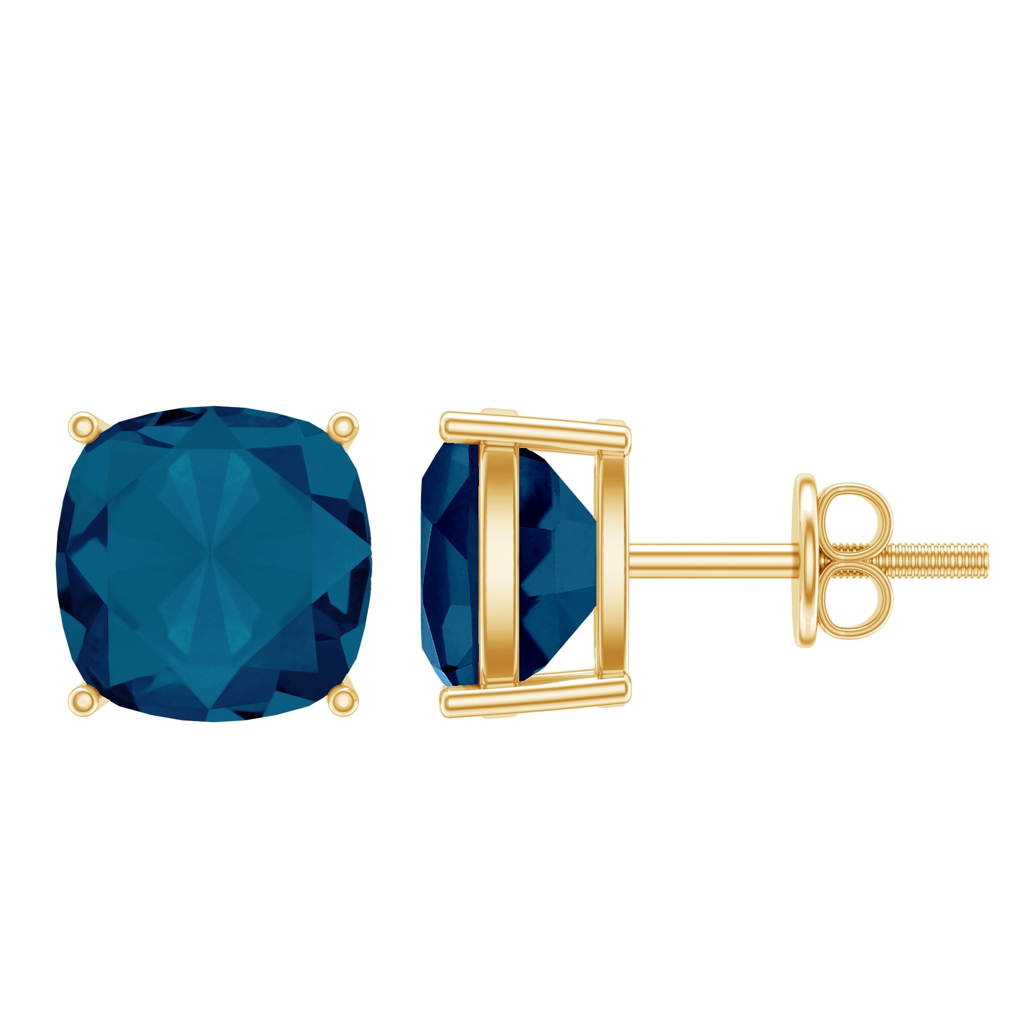 2.5 Carat Cushion Cut London Blue Topaz Stud Earrings