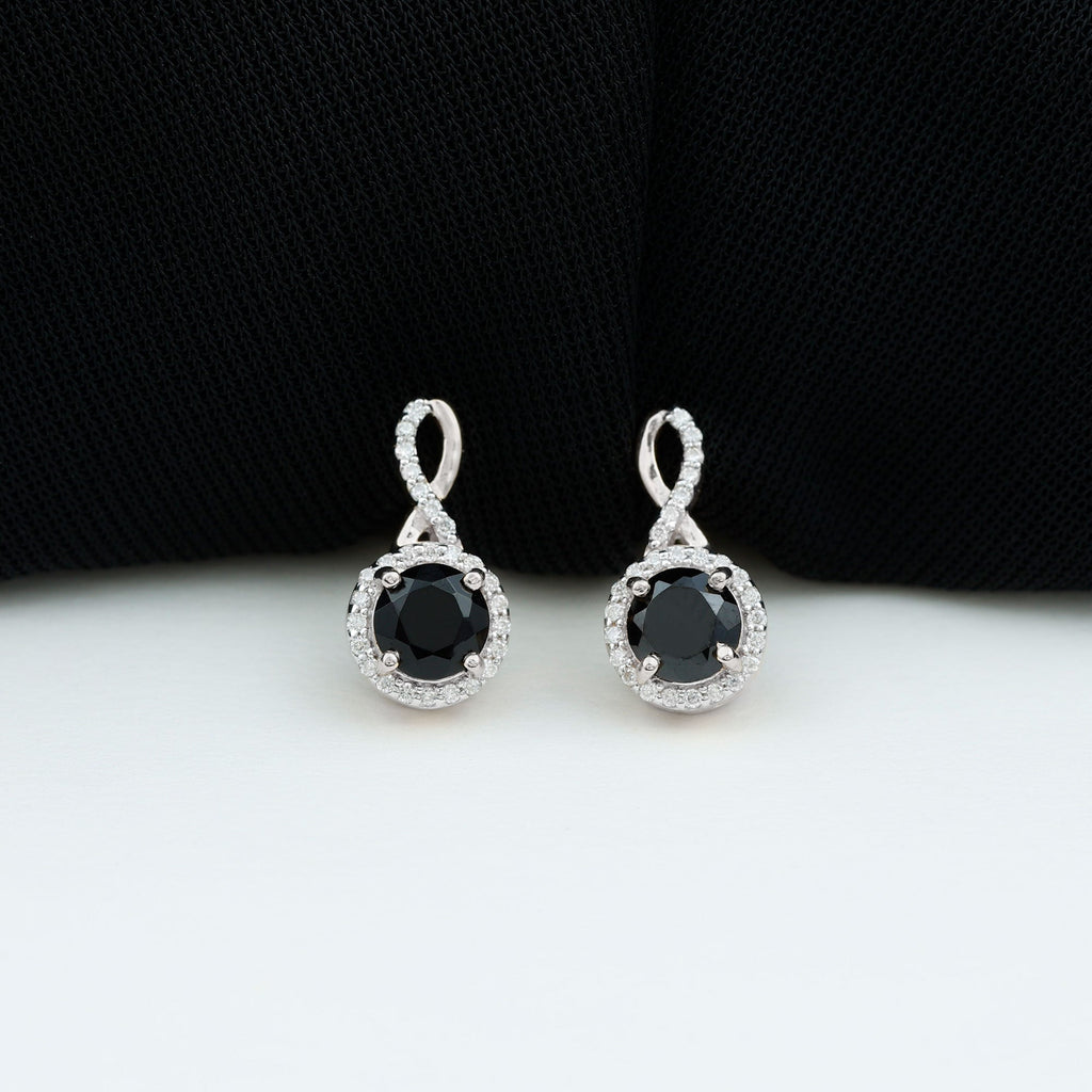 2 Carat Lab Grown Black and White Diamond Infinity Stud Earrings