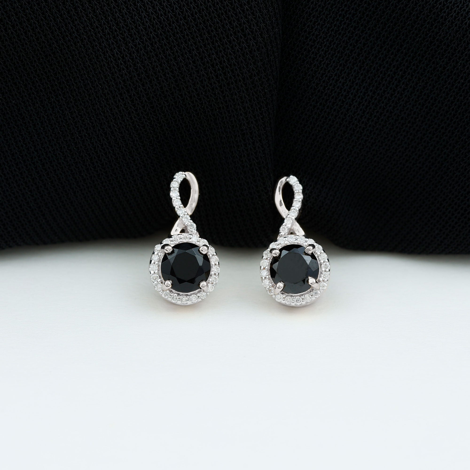 2 Carat Lab Grown Black and White Diamond Infinity Stud Earrings