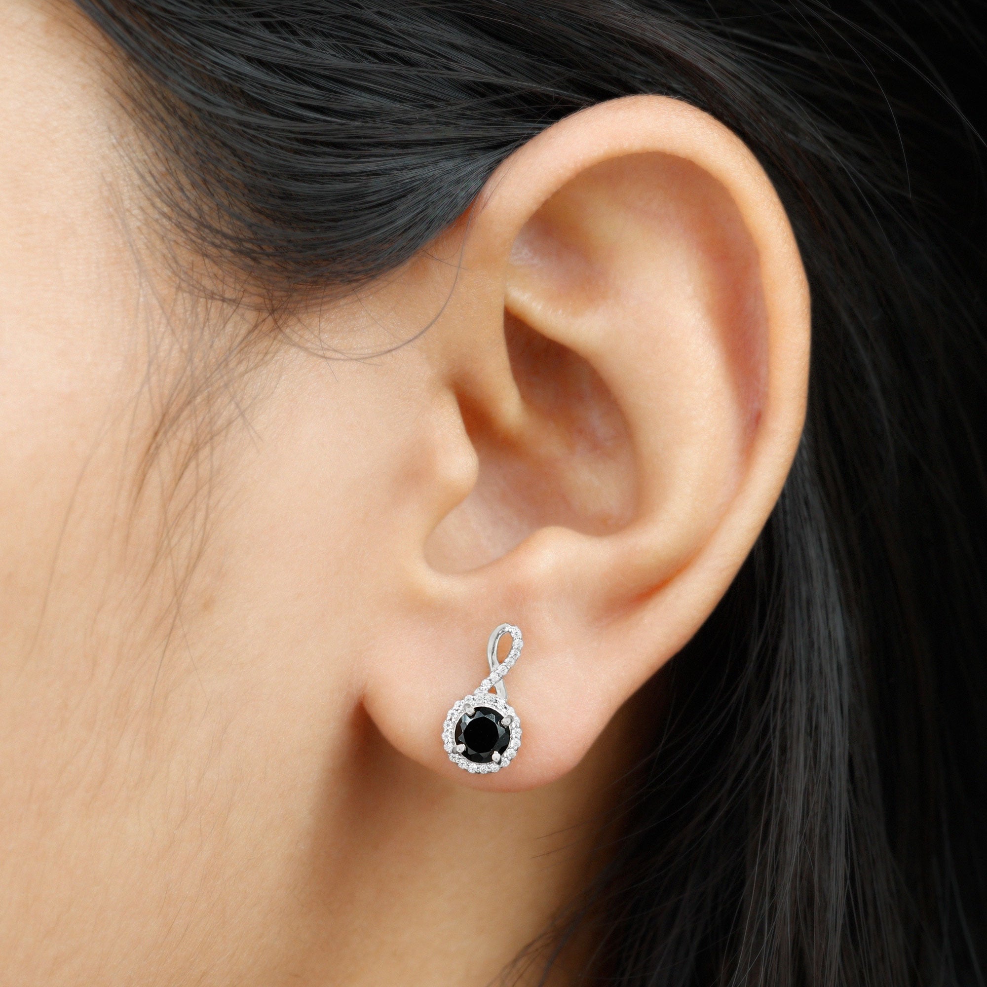 2 Carat Lab Grown Black and White Diamond Infinity Stud Earrings