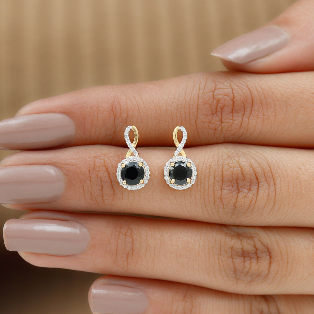 2 Carat Lab Grown Black and White Diamond Infinity Stud Earrings