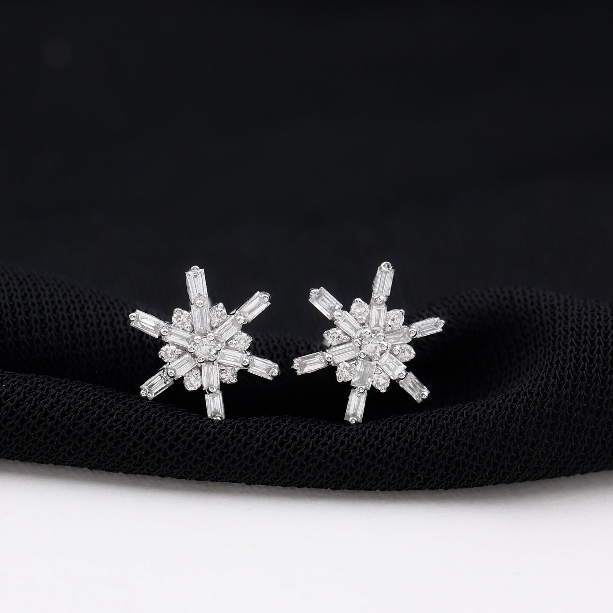 Minimal Diamond Snowflake Stud Earrings