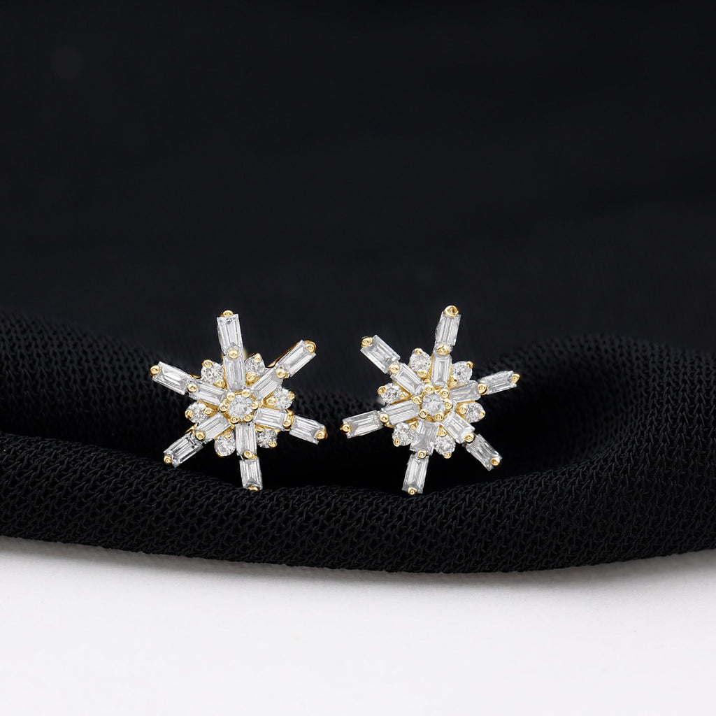 Minimal Diamond Snowflake Stud Earrings