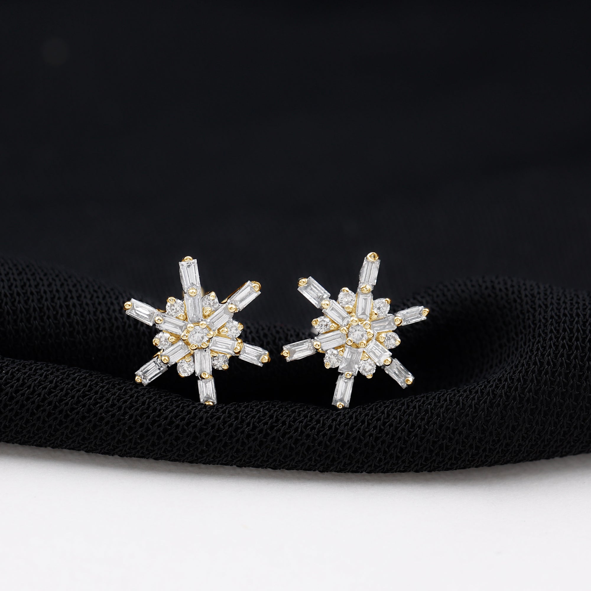 Minimal Diamond Snowflake Stud Earrings