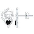 Heart Shape Black Onyx Cat Stud Earrings
