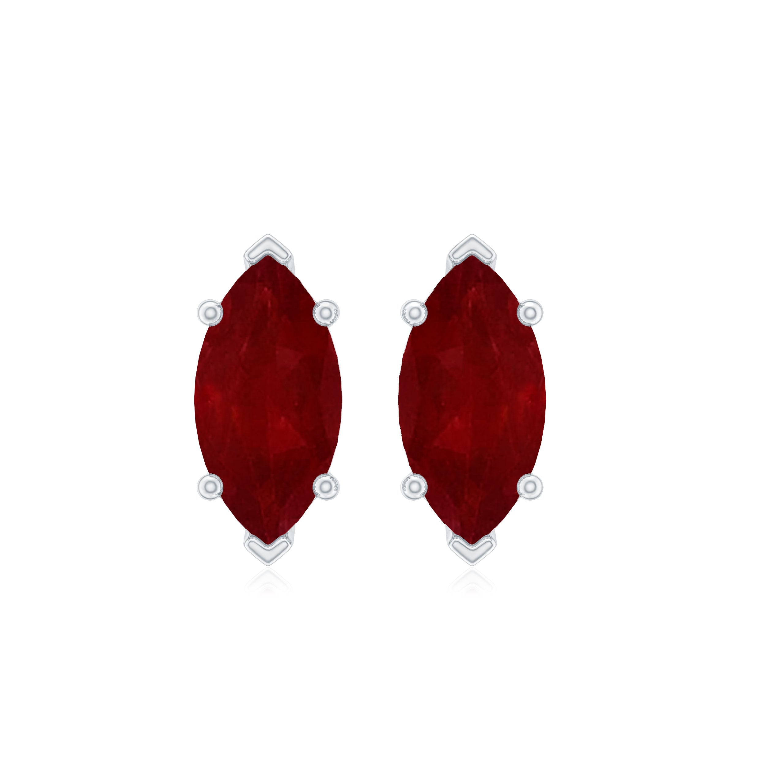 Natural 1.5 Carat Marquise Ruby Stud Earrings with Screw Back