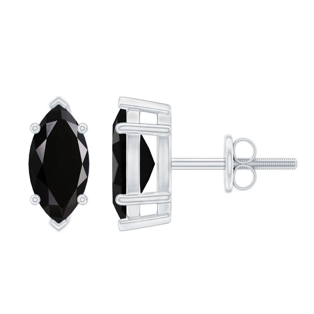 1.5 CT Marquise Black Spinel Solitaire Stud Earrings