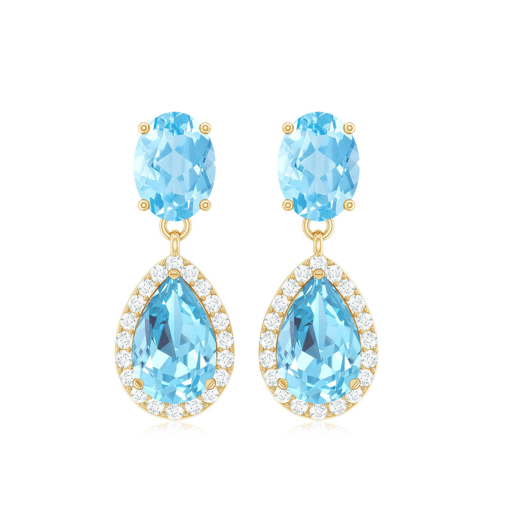 4.5 CT Aquamarine and Moissanite Dangle Drop Earrings