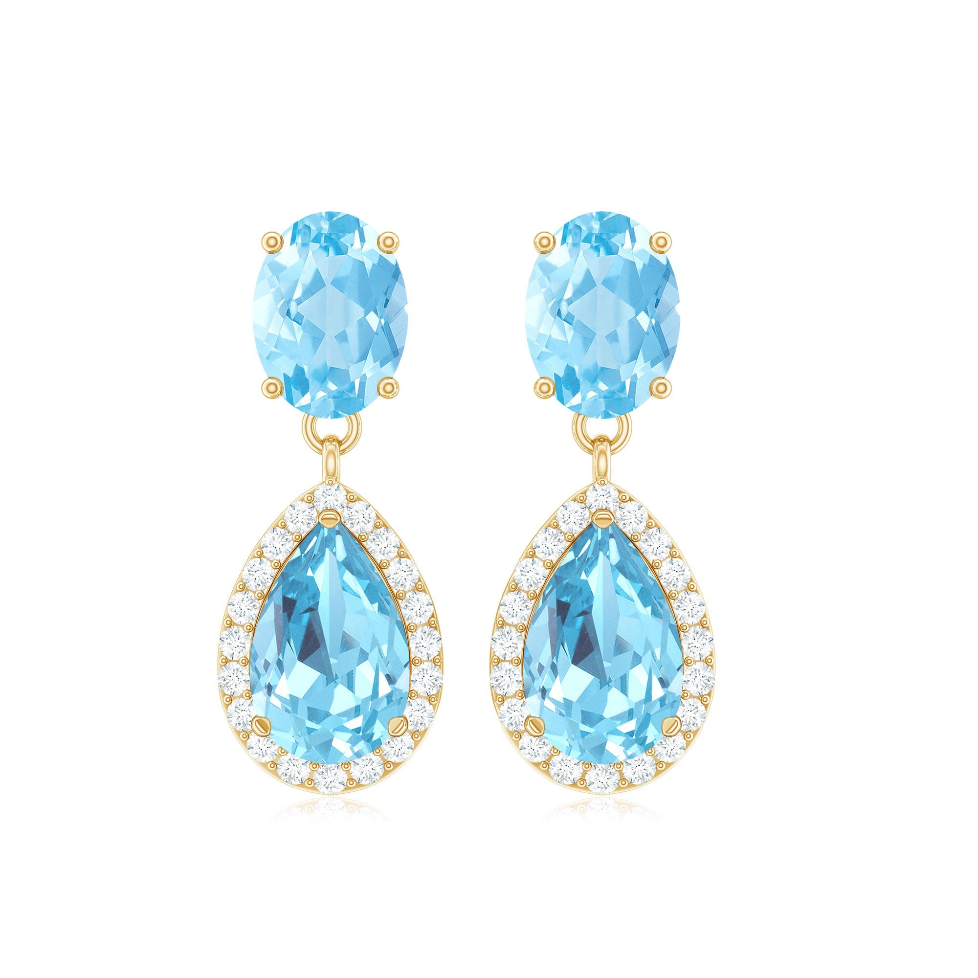 4.5 CT Aquamarine and Moissanite Dangle Drop Earrings