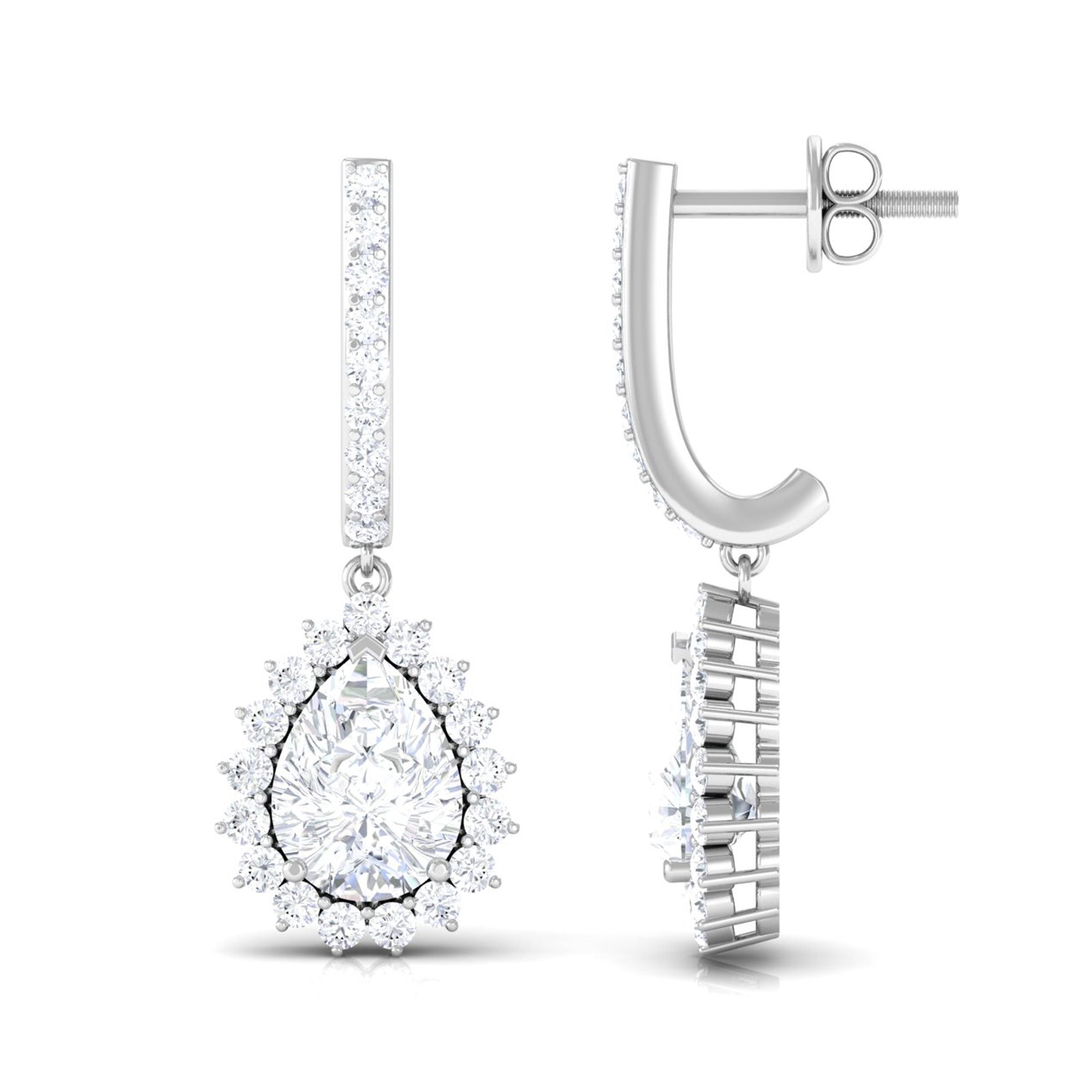 Certified Zircon Teardrop Bridal Hoop Drop Earrings