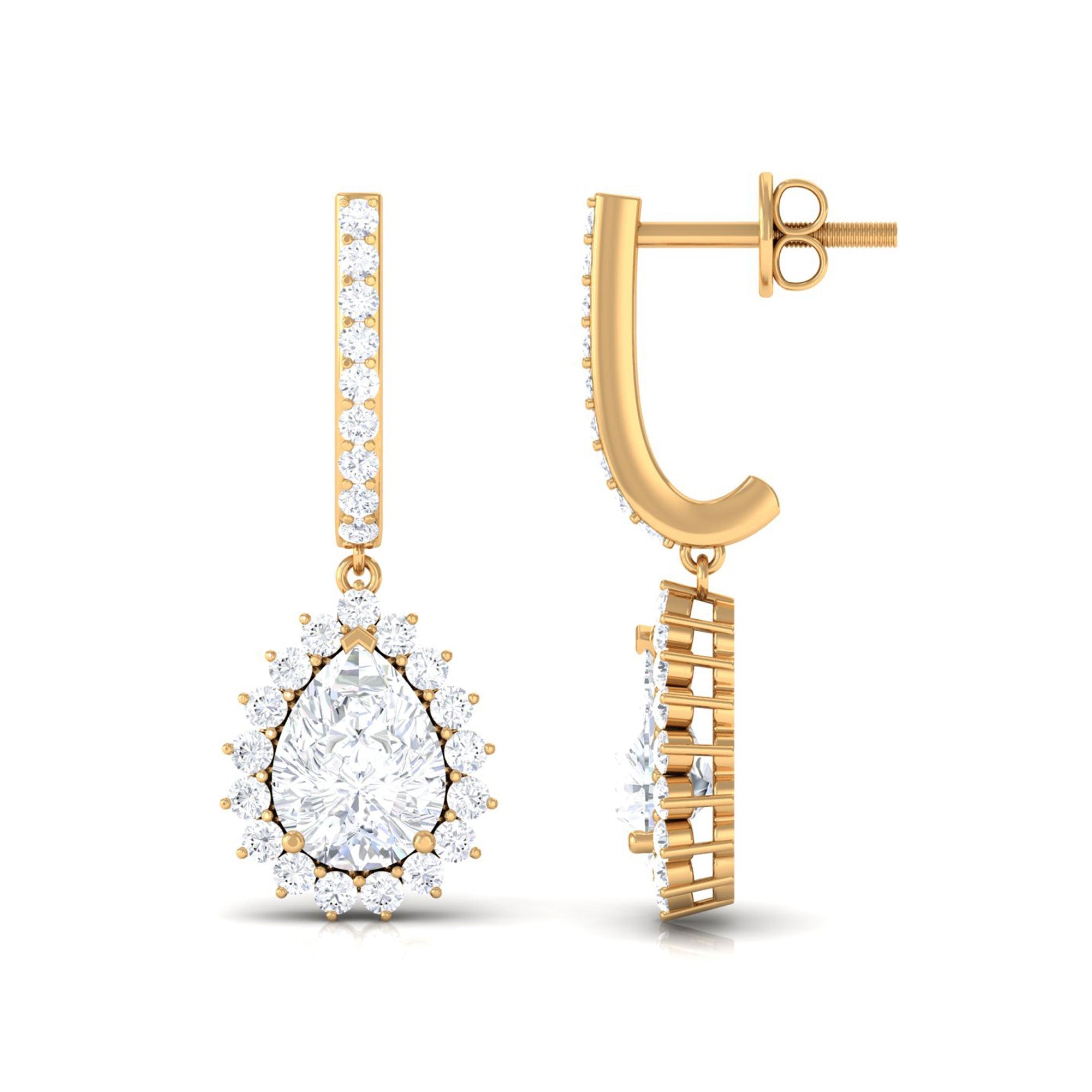 Certified Zircon Teardrop Bridal Hoop Drop Earrings